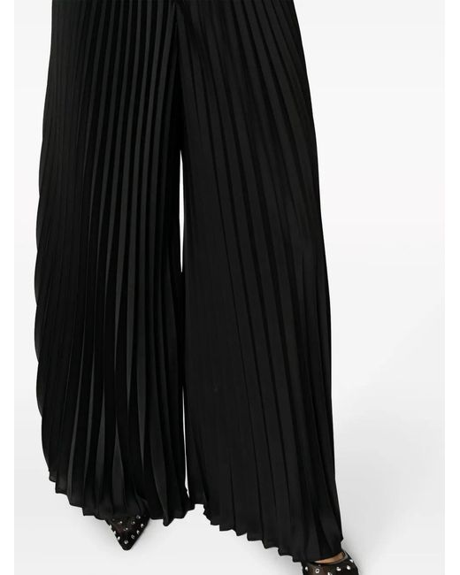 Alice + Olivia Black Square-Neck Sleeveless Pleated Jumpsuit