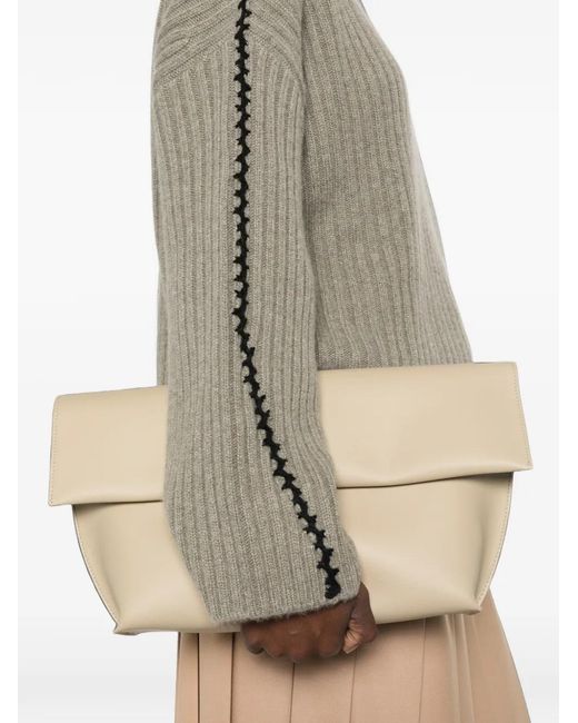 Kujten Green Ribbed Whipstitch-Trim Sweater