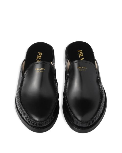 Prada Black Leather Mules