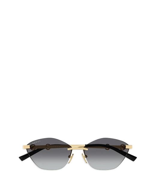 Gucci Metallic Cat-Eye Rimless Sunglasses