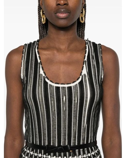 Elisabetta Franchi Black Micro-Ruffles Detailed Midi Dress