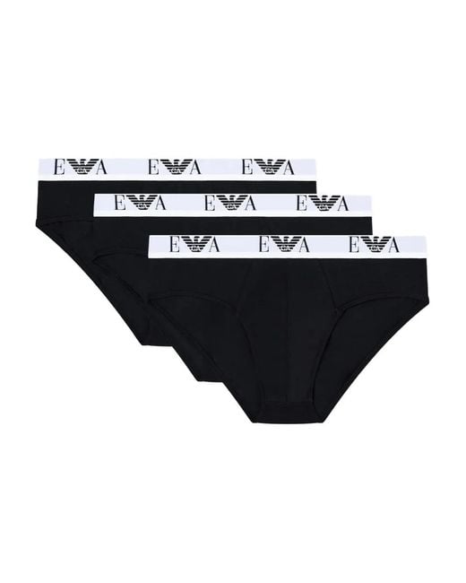 Emporio Armani Black Logo-Detailed Briefs (Pack Of Three) for men