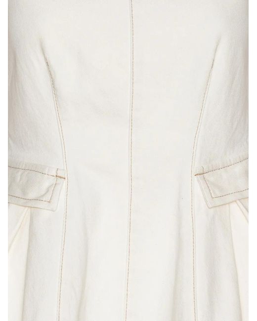 ROTATE BIRGER CHRISTENSEN White Peplum Denim Top