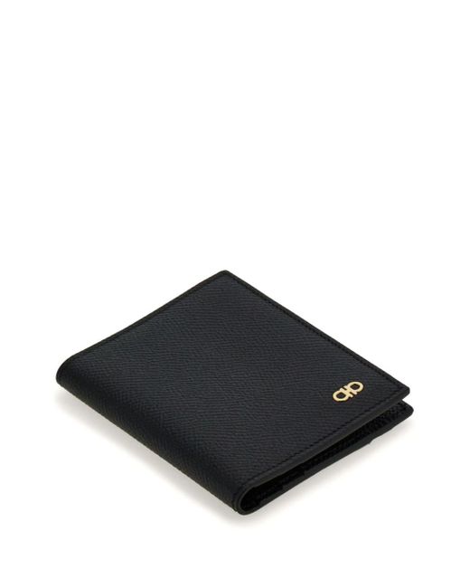 Ferragamo Black Gancini-Plaque Leather Card Holder for men