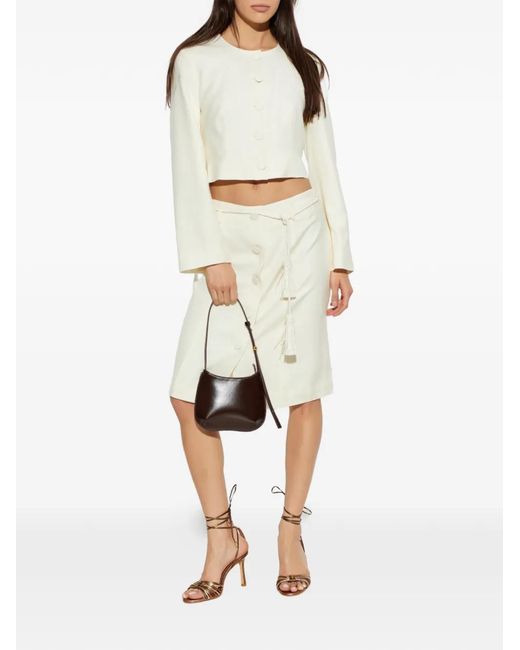 Posse White Elspeth Button-Up Wool Cropped Jacket