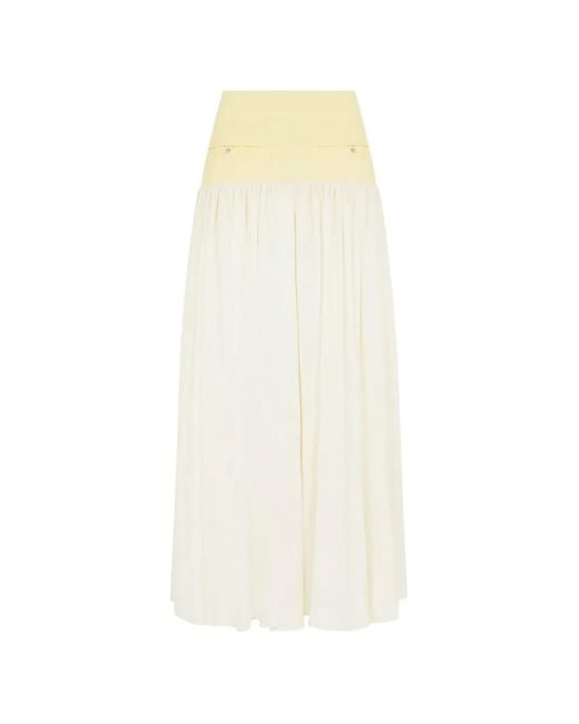 Rabanne White Crêpe De Chine Panelled Maxi Skirt