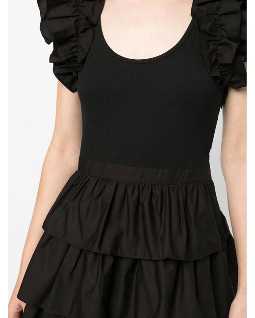 Ulla Johnson Black Ruffle-Trim T-Shirt Dress