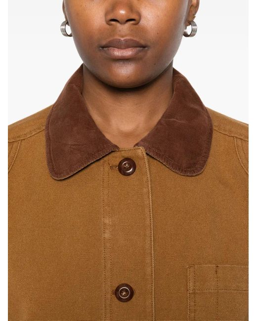 Doen Brown Pascual Contrast-Collar Patch-Pocket Jacket