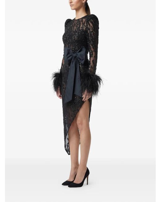 Gatti Nolli by Marwan Black Sequin-Embroidered Midi Dress