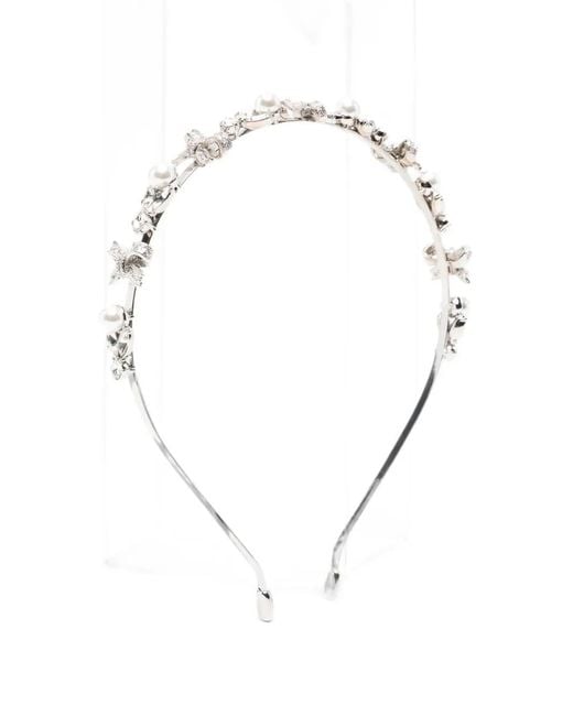 Self-Portrait Metallic Bow-Detail Crystal-Embellished Headband
