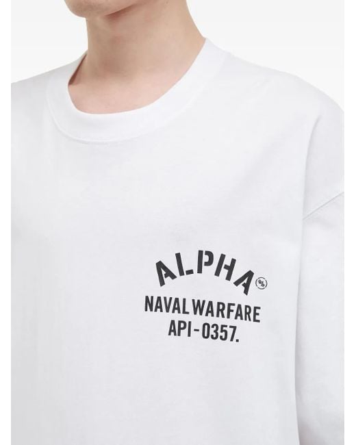 メンズ Alpha Industries グラフィック Tシャツ White