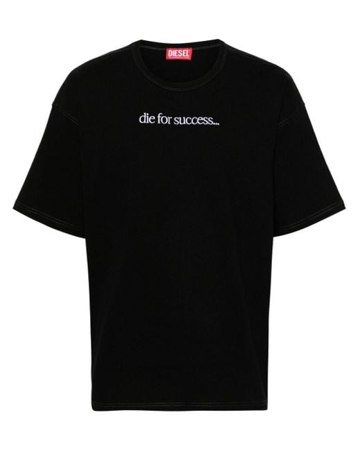 DIESEL T-Shirt mit Slogan-Stickerei in Black für Herren