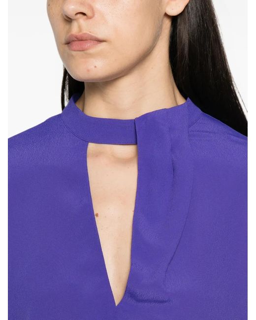 Patrizia Pepe Purple Cut-Out V-Neck Blouse
