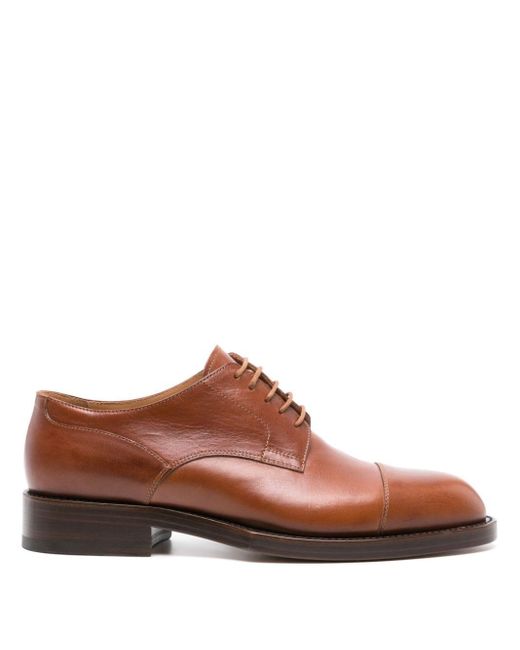Dries Van Noten Brown Almond-toe Leather Derby Shoes for men
