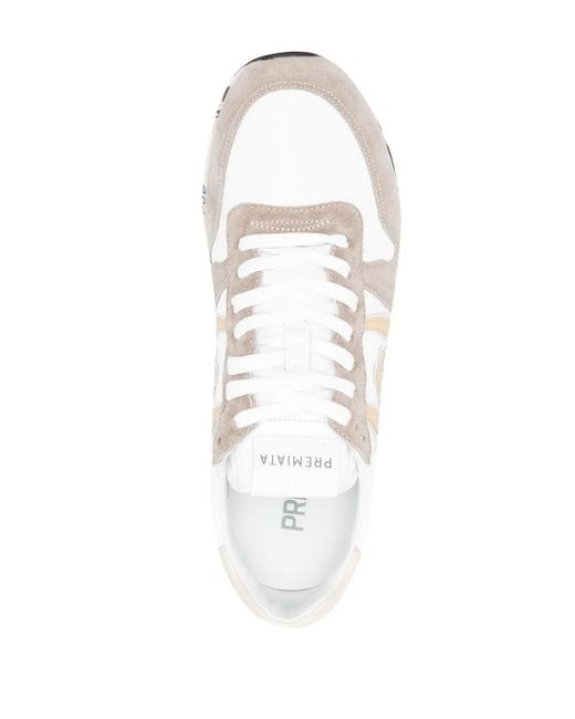 Premiata White Eric Leather Low-Top Sneakers for men