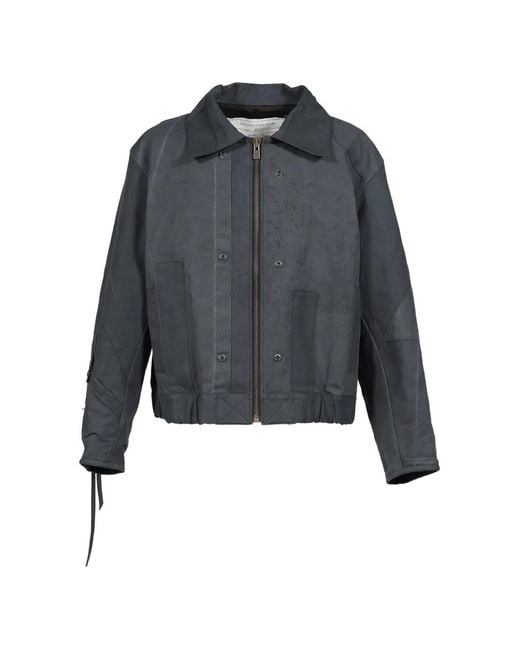 UNDER THE SIGN Blue Dustborn Light Patchwork Bomber Jacket for men
