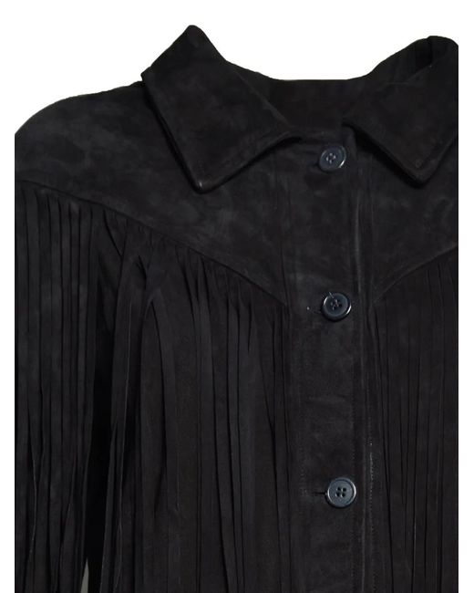 Blusotto Black Fringed Letaher Jacket for men