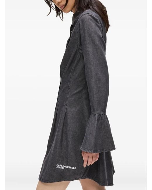 Karl Lagerfeld Black Bell-Sleeve Denim Dress