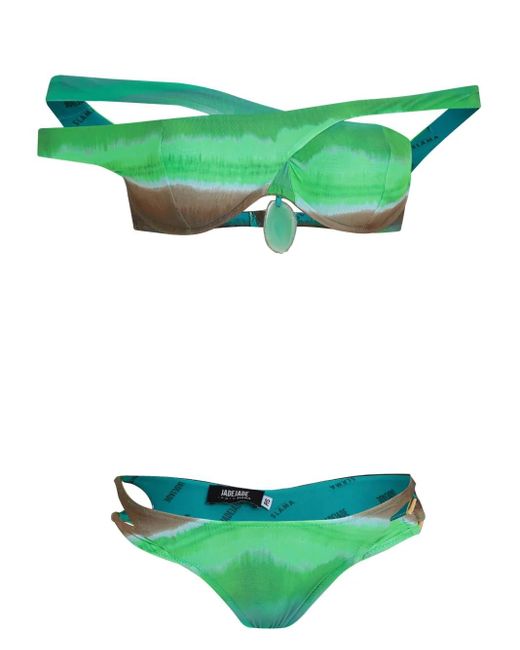 Amir Slama Green Bikini Mit Batikmuster