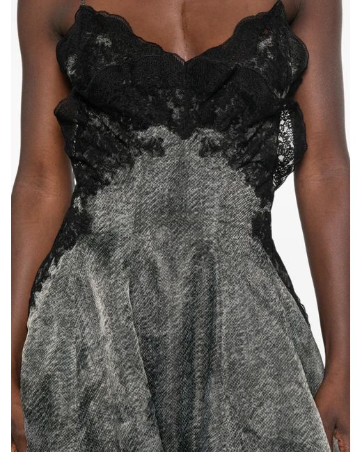 Ermanno Scervino Black Lace-Trimmed Maxi Dress