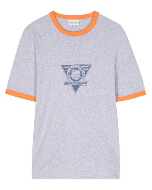 Maison Kitsuné Gray Endless Summer Fox Cotton T-shirt for men