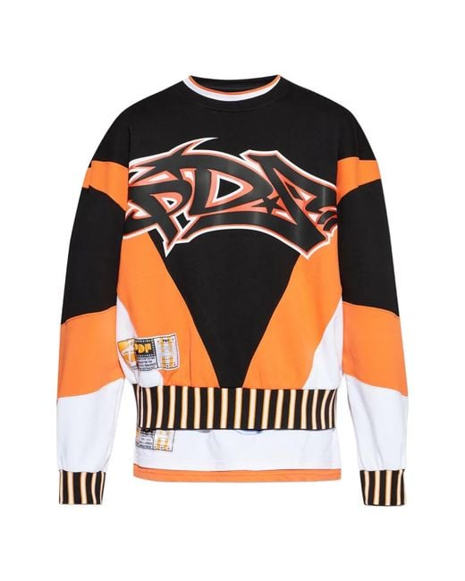 PDF Black Striped Graphic-Print Sweatshirt for men
