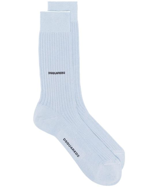 DSquared² Blue Logo-print Cotton Socks for men