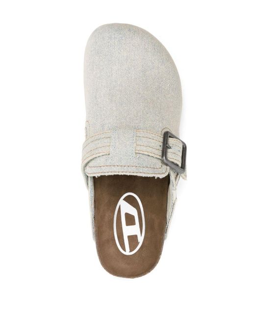 DIESEL White D-woodstock X Denim Slippers - Women's - Fabric/rubber/calf Leather
