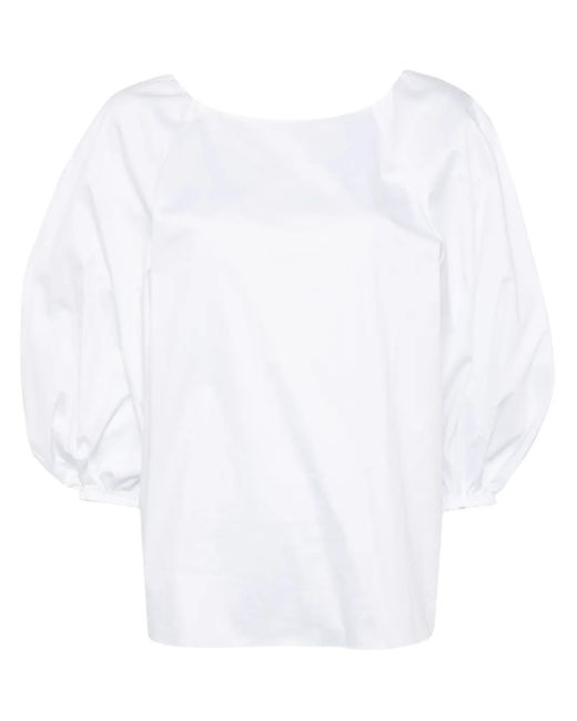 Carolina Herrera White Boat-Neck Blouse