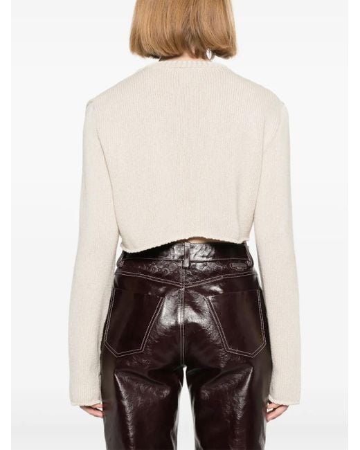 Courreges White Cropped-Pullover Mit Logo-Stickerei