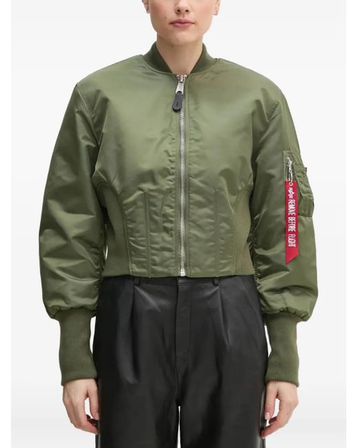 Alpha Industries Green Cropped Bomber Jacket