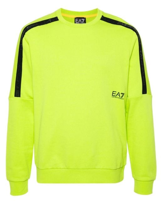 EA7 Green Raised Logo-detail Cotton Sweatshirt for men