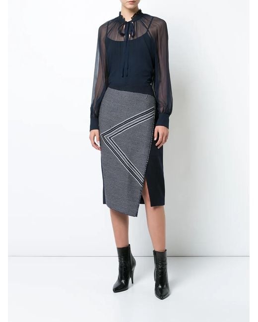 Voz Gray Asymmetric Pattern Skirt