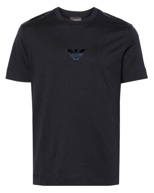Emporio Armani Black Logo-appliqué Cotton T-shirt for men