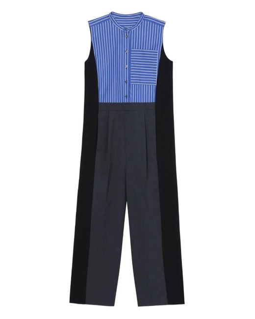 Enfold Blue Jumpsuit mit gestreiften Einsätzen