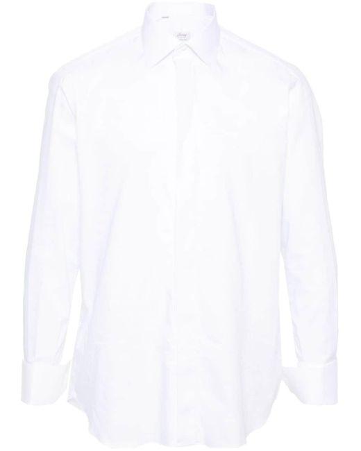 Brioni White Long Sleeved Cotton Shirt for men