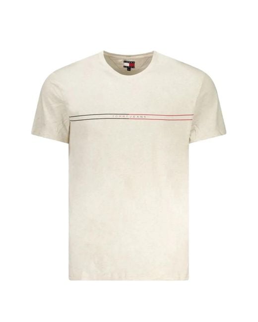 Tommy Hilfiger White Tommy Jeans Logo-Stripe T-Shirt for men