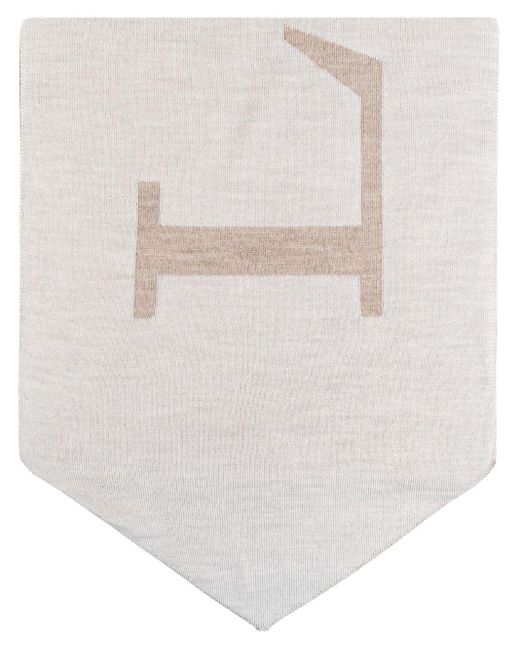 Lanvin White Logo-Knit Wool Scarf