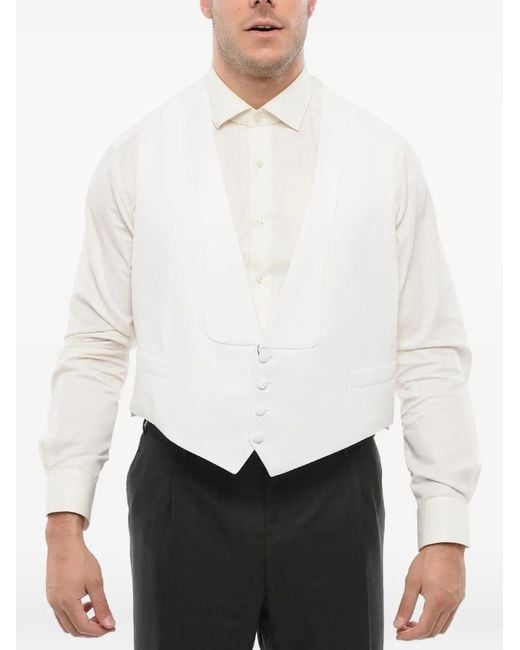 Corneliani White Single-Breasted Embroidered Waistcoat for men