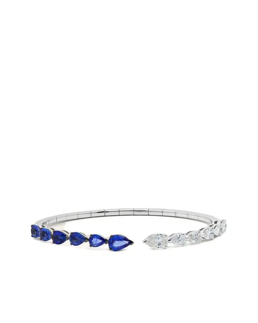 Jewels Aficionado White 18K Diamond And Sapphire Bangle Bracelet