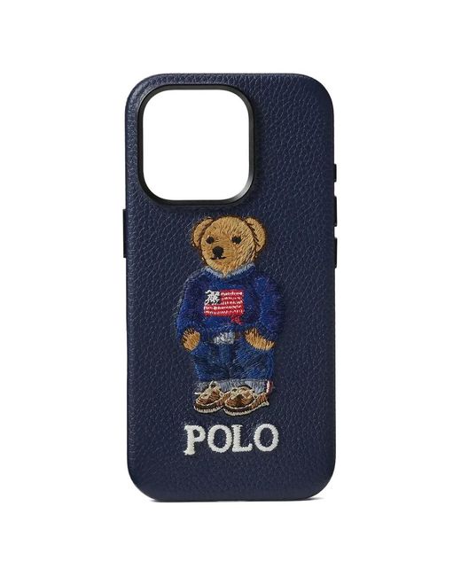 Polo Ralph Lauren Blue Embroidered Leather Iphone Case for men