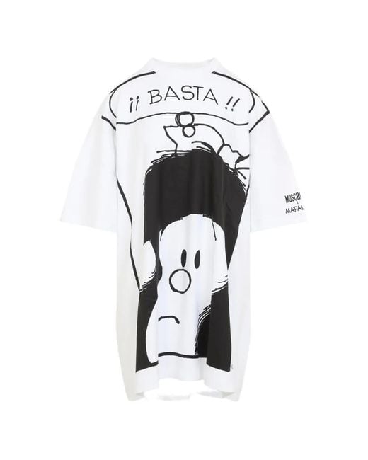 Moschino White Mafalda-Print T-Shirt Mini Dress