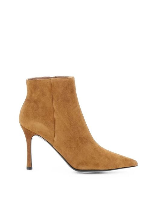 Pollini Brown Pointed-Toe Ankle Boots