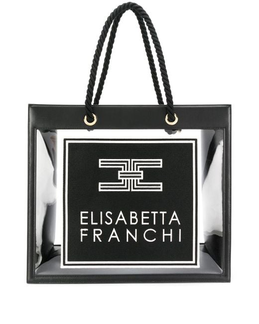 Borsa tote con logo di Elisabetta Franchi in Black