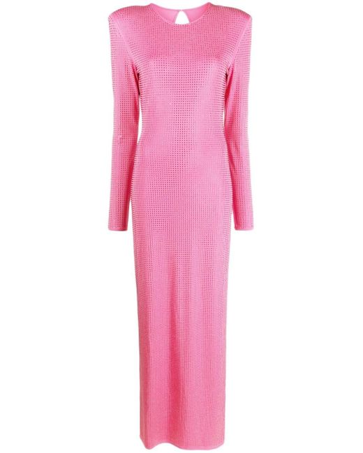 ROTATE BIRGER CHRISTENSEN Pink Crystal-embellished Maxi Dress
