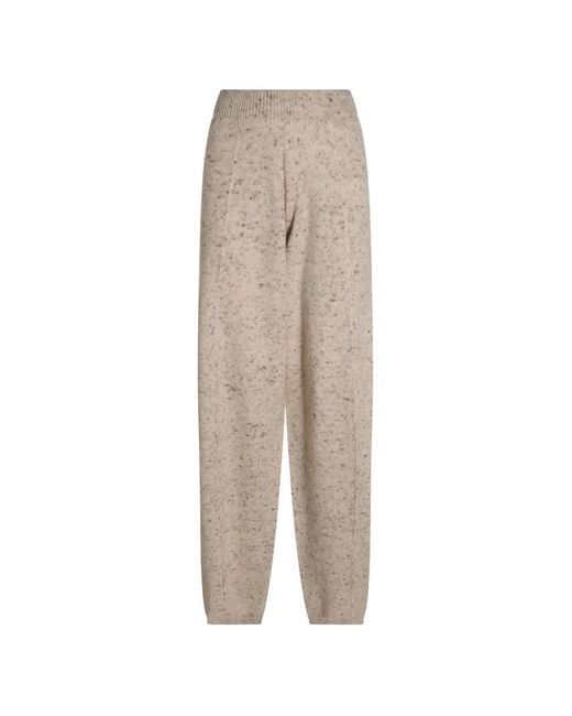 Fabiana Filippi Natural Flecked-Knit Elasticated-Waist Trousers