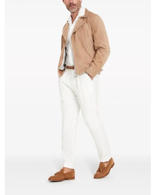 Brunello Cucinelli Natural Biker Jacket for men