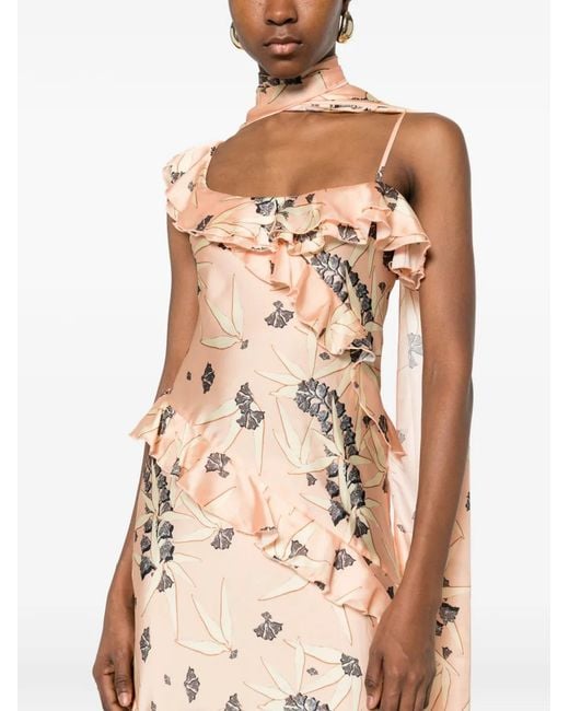 Siedres White Monica Ruffled Floral Maxi Dress