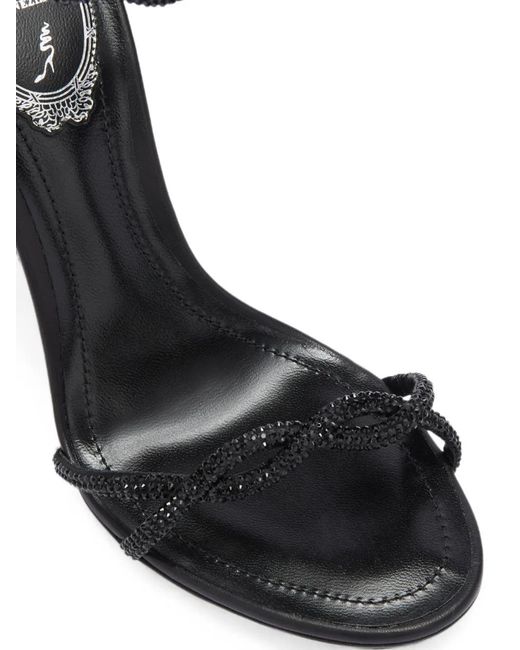 Rene Caovilla White Braid Crystal-Embellished Braided Sandals