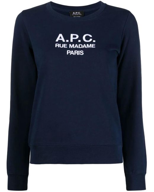A.P.C. Blue Tina Logo-Embroidered Cotton Sweatshirt